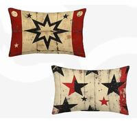 Funda Almohada 50x70, Estrella Funda Cojin Rectangular Pack 2, Fundas Almohadas Rojo Patrón Doble Cara, Lino Cojines Sofa con Cremallera Invisible para Decoración Otoño Home Cama, Regalo -zjn260220