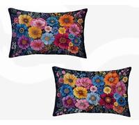 Funda Almohada 50X70, Flor Funda Cojin Rectangular Pack 2, Fundas Almohadas Rural Patrón Doble Cara, Lino Cojines Sofa con Cremallera Invisible para Decoración Otoño Home Cama, Regalo Mujer -zjn26020Q