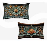 Funda Almohada 50X70, Loto Funda Cojin Rectangular Pack 2, Fundas Almohadas Rural Patrón Doble Cara, Lino Cojines Sofa con Cremallera Invisible para Decoración Otoño Home Cama, Regalo Mujer -zjn2602J9