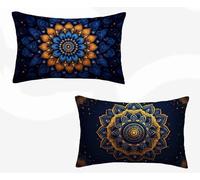 Funda Almohada 50X70, Negro Funda Cojin Rectangular Pack 2, Fundas Almohadas Mandala Patrón Doble Cara, Lino Cojines Sofa con Cremallera Invisible para Decoración Otoño Home Cama, Regalo -zjn2602QR
