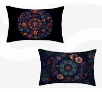 Funda Almohada 50x70, Negro Funda Cojin Rectangular Pack 2, Fundas Almohadas Mandala Patrón Doble Cara, Lino Cojines Sofa con Cremallera Invisible para Decoración Otoño Home Cama, Regalo -zjn260288