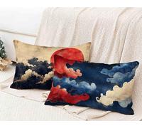 Funda Almohada 50x70, Negro Funda Cojin Rectangular Pack 2, Fundas Almohadas Nube Patrón Doble Cara, Lino Cojines Sofa con Cremallera Invisible para Decoración Otoño Home Cama, Regalo -lsy2501201