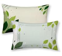 Funda Almohada 50X70, Verde Funda Cojin Rectangular Pack 2, Fundas Almohadas Hojas Patrón Doble Cara, Lino Cojines Sofa con Cremallera Invisible para Decoración Home Otoño Cama, Regalo Mujer -ly2508E9
