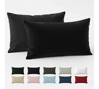 Funda Almohada 50x80 Algodón Reforzado (Pack de 2) - Negro - Tela Apretada de 57 Hilos/cm² - Funda de Almohada 50 x 80 - Certificación Oeko Tex - Dreamzie
