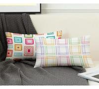 Funda Almohada 50x80 Juego de 2 Rosa Funda Cojin Enrejado Patrón Cojin Rectangular con Cremallera Invisible Doble Cara Estampad Diseño para Decoracion Hogar Otoño Salon Sofa Cama, Regalo -ly2508H1