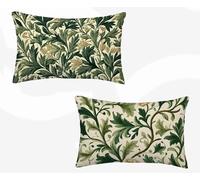 Funda Almohada 50X80 Juego de 2 Verde Funda Cojin William Morris Patrón Cojin Rectangular con Cremallera Invisible Doble Cara Estampad Diseño para Decoracion Hogar Otoño Salon Sofa, Regalo -zjn2602P5