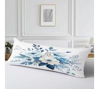Funda Almohada 60x180 Terciopelo Azul Protector Almohada Embarazada, Cod822 | Cojines Flores Diseño Impresión Doble Cara con Cremallera Invisible, Cojin Impermeable para Almohada Cama, Sofa y Jardin