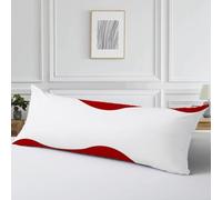 Funda Almohada 60x180 Terciopelo Rojo Protector Almohada Embarazada, Cod860 | Cojines Simple Diseño Impresión Doble Cara con Cremallera Invisible, Cojin Impermeable para Almohada Cama, Sofa y Jardin