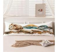 Funda Almohada 60x180cm Funda de Almohada 180, Cojines León, Animal Cojines Cama Terciopelo Doble Cara Impresión, Súper Cómodo Cojin Embarazada con Cremallera para Sofá Hogar Decor, Regalo, Model1092