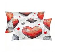 Funda Almohada 60x80 cm Pack 2, Funda Almohada Seda Gris, Rectangular Silk Pillowcase Decorativos, Suave y Fresca para Dormir, Fundas Cojin Amar Patrón Impresión a Doble Cara, Regalo Mujer -8573