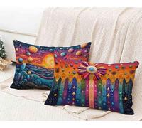 Funda Almohada 60x80 cm, Vistoso Funda Cojin Rectangular Pack 2, Fundas Almohadas Cielo Estrellado Patrón Doble Cara, Lino Cojines Sofa con Cremallera Invisible para Decoración Otoño Home -lsy25012Z6