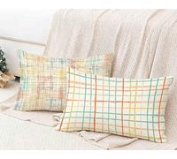 Funda Almohada 60x80 cm, Vistoso Funda Cojin Rectangular Pack 2, Fundas Almohadas Raya Patrón Doble Cara, Lino Cojines Sofa con Cremallera Invisible para Decoración Otoño Home Cama, Regalo -lsy25012E9