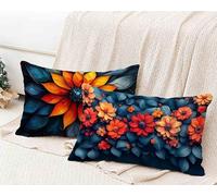 Funda Almohada 60X80, Flores Funda Cojin Rectangular Pack 2, Fundas Almohadas Planta Patrón Doble Cara, Lino Cojines Sofa con Cremallera Invisible para Decoración Otoño Home Cama, Regalo -lsy25012E9