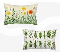 Funda Almohada 60X80, Verde Funda Cojin Rectangular Pack 2, Fundas Almohadas Rural Patrón Doble Cara, Lino Cojines Sofa con Cremallera Invisible para Decoración Otoño Home Cama, Regalo -zjn2602J2