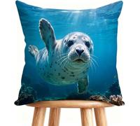 Funda Almohada 65 x 65 cm Cojines Exterior Sello Cojines Cama Decorativos Lino con Cremallera Invisible para Home Decor Animal X-04B5Z
