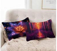Funda Almohada 70 x 90 cm Juego de 2 PúRpura Funda Cojin Bosque Patrón Cojin Rectangular con Cremallera Invisible Doble Cara Estampad Diseño para Decoracion Hogar Otoño Salon Sofa Cama -lsy2501273