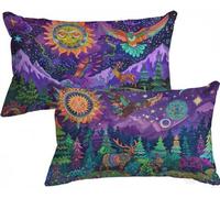 Funda Almohada 70x50 Abstracto Funda de Almohada 70x50 Bosque Juego de 2 Lino Cojines Exterior Doble Cara Impresión con Cremallera Invisible Cojines Cama para Sofá Decoración Hogar Decor Regalo,Model7