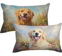 Funda Almohada 70x50 Perro Funda de Almohada 70x50 Flor Juego de 2, Terciopelo Cojines Exterior Doble Cara Impresión Cremallera Invisible Cojines Cama para Sofá Decoración Hogar Decor, Regalo, Model83