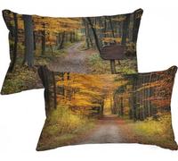Funda Almohada 80x50 Bosque Funda Cojin Árbol Patrón Diseño Lino Cojines Sofa Juego de 2, HD Doble Cara Impresión con Cremallera Invisible para Sofá Decoracion Hogar Exterior, Regalo Mujer, Model13