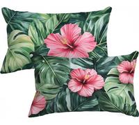 Funda Almohada 80x60 Flor Funda de Almohada 80x60 Planta Juego de 2, Lino Cojines Exterior Doble Cara Impresión con Cremallera Invisible Cojines Cama para Sofá Decoración Hogar Decor, Regalo, Model127