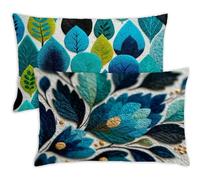 Funda Almohada 80x60 Rectangular Cojines Azul zafiro Pack 2 Grandes Funda Cojin 60x80 cm con Cremallera Invisible,Terciopelo Lavable Suave para Sofa Jardín Casa Decoracion Otoño Regalos,Hoja,114-j