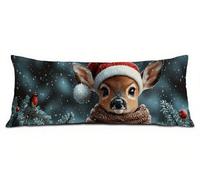 Funda Almohada 90 cm Navidad Funda Cojin 30x90 cm, Fundas Cojines Ciervo Cojines Cama Terciopelo Suave Mejorar la Calidad del Sueño, con Cremallera Invisible, Navidad Decoración del Hogar R-4149