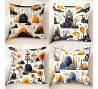 Funda Almohada Amarillo Funda de Almohada 80x80 cm Juego de 4, Suave Microfibra Pillow Case GráFicos Cushion Covers Doble Cara Impresión con Cremallera Invisible para Decoracion Hogar -bby25011A8