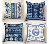 Funda Almohada Azul Funda de Almohada 40 x 40 cm Juego de 4, Suave Microfibra Pillow Case PatróN Cushion Covers Doble Cara Impresión con Cremallera Invisible para Decoracion Hogar, Regalo -bby25011A2
