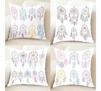 Funda Almohada Blanco Funda de Almohada 65x65 Juego de 4, Suave Microfibra Pillow Case AtrapasueñOs Cushion Covers Doble Cara Impresión con Cremallera Invisible para Decoracion Hogar -bby25011W2