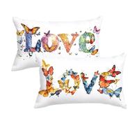 Funda Almohada Color Naranja Fundas para Cojines Mariposa Cojines Sofa Funda de Almohada 40x60cm Cushion Covers Terciopelo con Cremallera Oculta Adecuado para Uso Diario C0C957