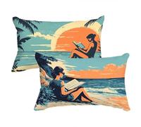 Funda Almohada Color Naranja Fundas para Cojines Paisaje Cojines Sofa Funda de Almohada 30x50cm Cushion Covers Lino con Cremallera Oculta Lavable Adecuado para Uso Diario C0C918
