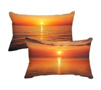 Funda Almohada Color Naranja Fundas para Cojines Paisaje Cojines Sofa Funda de Almohada 50x80cm Cushion Covers Terciopelo con Cremallera Oculta Adecuado para Uso Diario C0C892