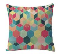 Funda Almohada Geometría Colorida Funda de Almohada Algodón Lino Fundas Cojines Sofa Transpirabilidad Cushion Covers con Cremallera Oculta Cojines para Sofa Cama Lavable Fundas Cojin 40x40cm/1 Pcs