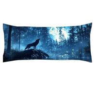 Funda Almohada Lobo 30 x 90cm Funda Cojin Luna Protector Almohada Cervicales y Cuello, Fundas Cojines Cama Decorativos Fundas Cojin Embarazada Larga Cojines, para Almohadas de Verano Kl-462