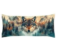Funda Almohada Lobo 45 x 140cm Funda Cojin Bosque Protector Almohada Cervicales y Cuello, Fundas Cojines Cama Decorativos Fundas Cojin Embarazada Larga Cojines, para Almohadas de Verano Kl-458