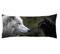 Funda Almohada Lobo 45 x 140cm Funda Cojin Gato Protector Almohada Cervicales y Cuello, Fundas Cojines Cama Decorativos Fundas Cojin Embarazada Larga Cojines, para Almohadas de Verano Kl-455