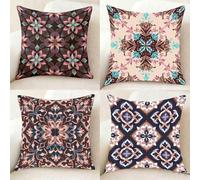 Funda Almohada MarróN Funda de Almohada 45x45 Juego de 4, Suave Microfibra Pillow Case Bohemia Cushion Covers Doble Cara Impresión con Cremallera Invisible para Decoracion Hogar, Regalo -bby25011M4