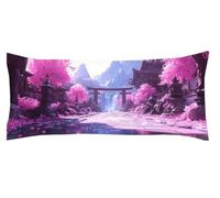 Funda Almohada Paisaje 55 x 160cm Funda Cojin Flores De Cerezo Protector Almohada Cervicales y Cuello, Fundas Cojines Cama Decorativos Fundas Cojin Embarazada Larga Cojines, almohadas de verano Kl-398