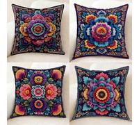 Funda Almohada PúRpura Funda de Almohada 60X60cm Juego de 4, Suave Microfibra Pillow Case Mandala Cushion Covers Doble Cara Impresión con Cremallera Invisible para Decoracion Hogar, Regalo -bby25011A3