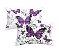 Funda Almohada PúRpura Fundas para Cojines Mariposa Cojines Sofa Funda de Almohada 50x80cm Cushion Covers Terciopelo con Cremallera Oculta Lavable Adecuado para Uso Diario C0C942