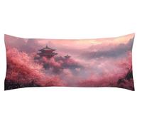 Funda Almohada Rosa 50 x 150cm Funda Cojin Flores Protector Almohada Cervicales y Cuello, Fundas Cojines Cama Decorativos Fundas Cojin Embarazada Larga Cojines, para Almohadas de Verano Kl-143