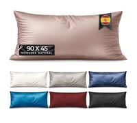 Funda Almohada Seda 90 cm - MELOPIDO - Morera Mulberry 22 Momme 6A Natural hipoalergénica Transpirable antiacaros termorreguladora Cuidado Piel Cabello Cierre sobre - 90x45 cm Topo Tacto Ultra Suave