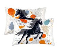 Funda Almohada Seda Animal, Juego de 2 Funda Almohada 30x50, Silk Pillowcase para el Cabello y la Piel, Suave Fundas Almohadas Seda con Cremallera, Silk Pillowcase para Regalo Mujer (Caballo) -1636