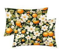 Funda Almohada Seda Flor, Juego de 2 Funda Almohada 70x40, Silk Pillowcase para el Cabello y la Piel, Suave Fundas Almohadas Seda con Cremallera, Silk Pillowcase para Regalo Hombre Mujer (Fruta) -1466