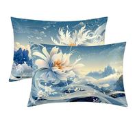 Funda Almohada Seda Flor, Juego de 2 Funda Almohada 70x40, Silk Pillowcase para el Cabello y la Piel, Suave Fundas Almohadas Seda con Cremallera, Silk Pillowcase para Regalo Hombre Mujer (Ola) -1460