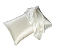 Funda Almohada Seda Funda de Almohada Seda Morera 19 Momme, Funda Natural sólida, Transpirable y Agradable for la Piel Funda Almohada Saten(Pearl White,50x70cm)