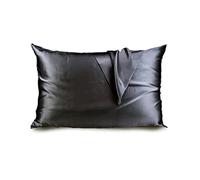 Funda Almohada Seda Funda de Almohada Seda Morera Natural Pura con Cremallera Oculta 19 Momme Funda Almohada Saten(Dark Grey,Japan 50x70cm)