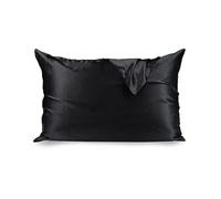 Funda Almohada Seda Funda de Almohada Seda Morera Natural Pura con Cremallera Oculta 19 Momme Funda Almohada Saten(Black,Japan 50x70cm)
