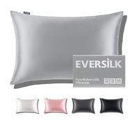 Funda Almohada Seda Natural de Morera: Cuidado del Cabello y la Piel - 100% Seda 22 Momme en Ambos Lados - Hipoalergénica con Cremallera Oculta - Certificado Öko-Tex® 1 Pieza Gris Plata 50 x 75 cm