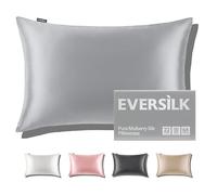Funda Almohada Seda Natural de Morera: Cuidado del Cabello y la Piel - 100% Seda 22 Momme en Ambos Lados - Hipoalergénica con Cremallera Oculta - Certificado Öko-Tex® 1 Pieza Gris Plata 40 x 60 cm